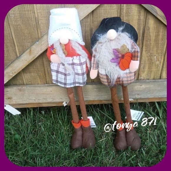 🦋 New Harvest 24” Tall Old Woman and Man Gnomes, Set of 2 - Picture 1 of 11